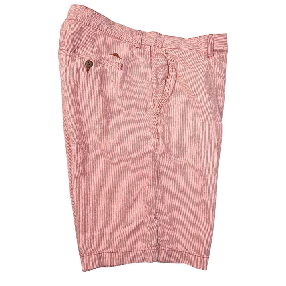 Tommy Bahama Linen Cotton Shorts 38 Red White Striped Seersucker Island‎ Life